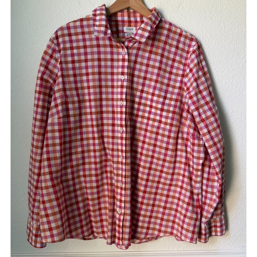 J.Crew Pink Gingham Lightweight Cotton Shirt in Signature Fit Women’s Sz 3X
